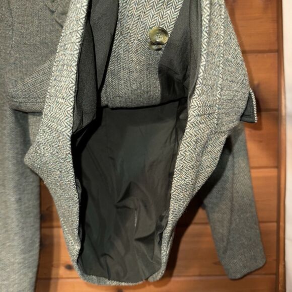 LL Bean Blazer Jacket Women Medium Regular Green Tweed Wool Silk Blend - Picture 5 of 5